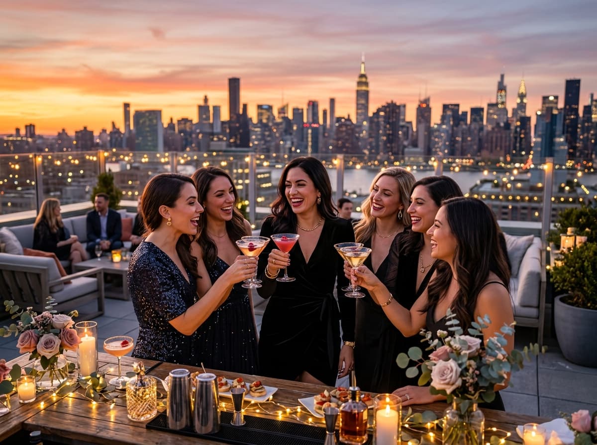 Women having cocktails and conversation